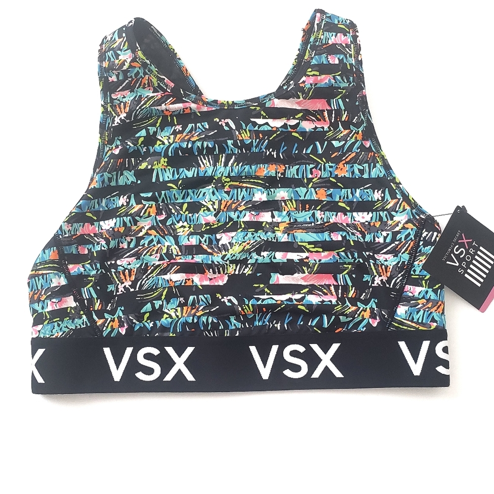 Victoria's Secret VSX Tropical Stripe Sport The Player Racer Back Medium